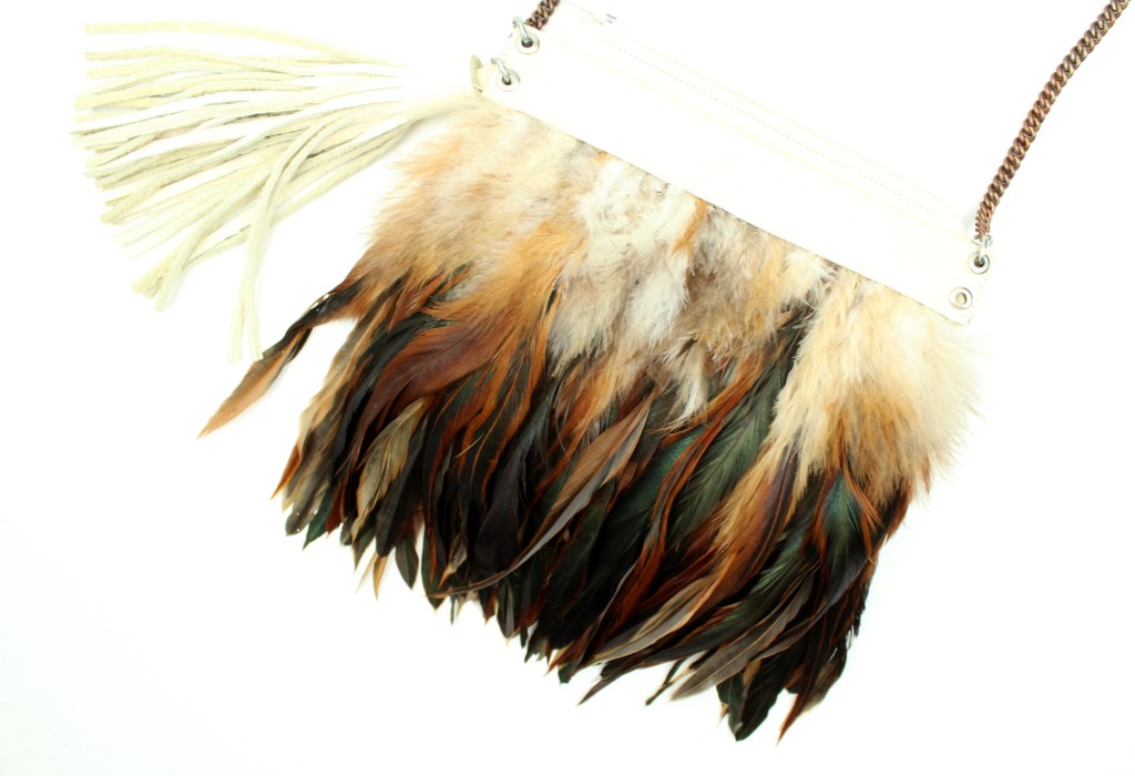 feather clutch